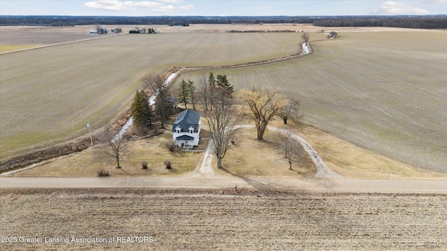 aerial view with a rural view