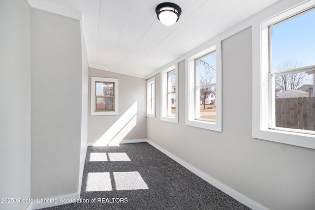 interior space with carpet and baseboards