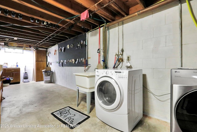 laundry room with washing machine and dryer and laundry area