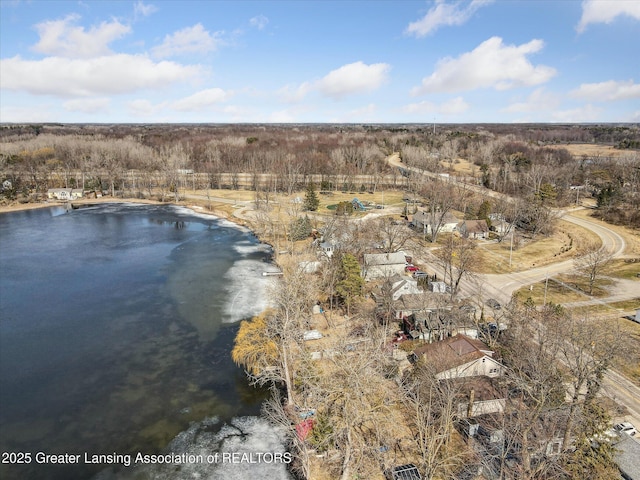 bird's eye view featuring a water view