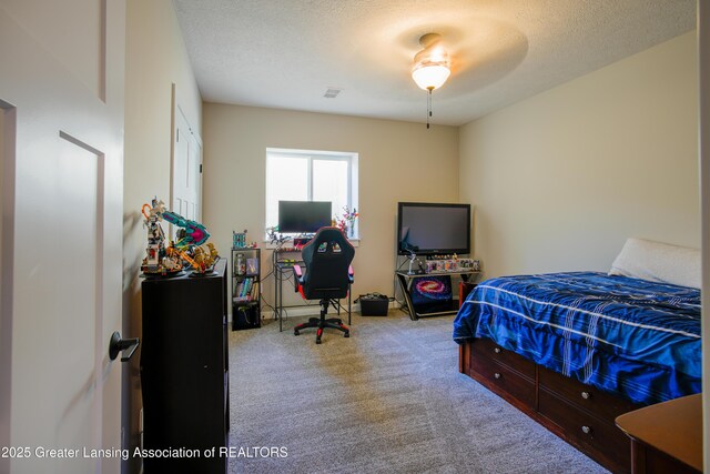 2860 Black Oak St, Webberville, MI 48892 - bedroom with carpet flooring, a textured ceiling, and visible vents