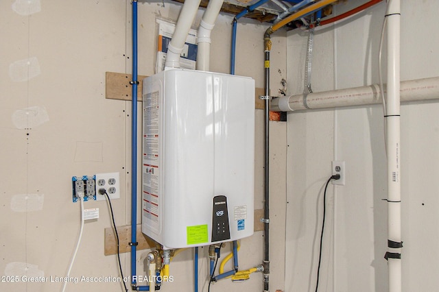 utility room with water heater