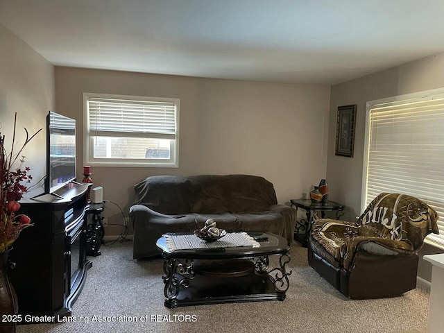 living room with carpet