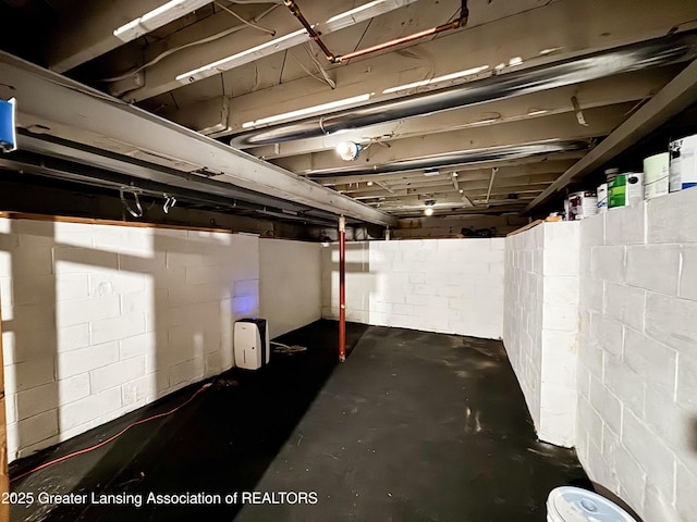 view of unfinished basement