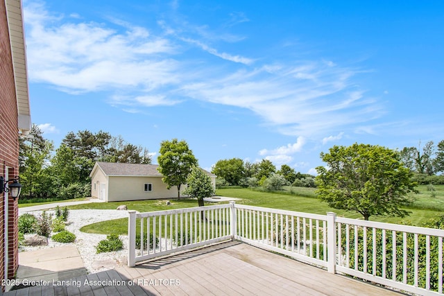 13600 Forest Hill Rd, Grand Ledge, MI 48837 - deck with an outbuilding and a lawn