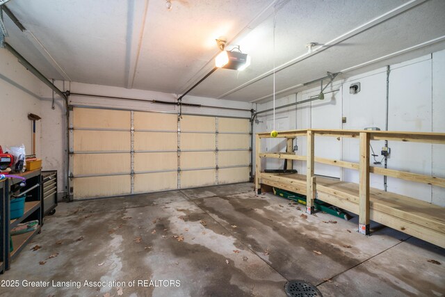 garage with a garage door opener