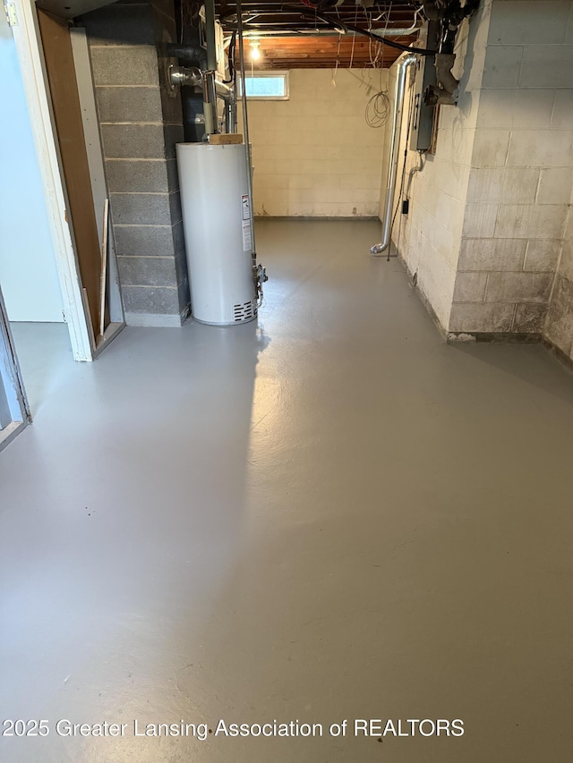 831 Jackson St, Eaton Rapids, MI 48827 - basement featuring gas water heater