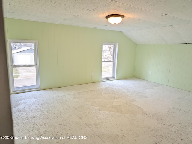 bonus room with vaulted ceiling