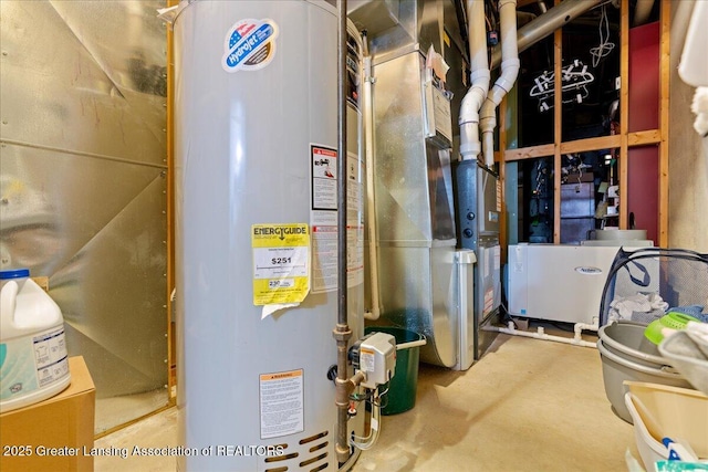 utility room with gas water heater