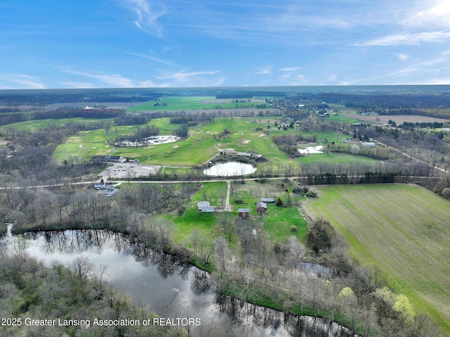 12302 Sandborn Rd, Portland, MI 48875 - birds eye view of property featuring a water view and a rural view