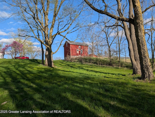 12302 Sandborn Rd, Portland, MI 48875 - view of yard featuring a barn and an outbuilding