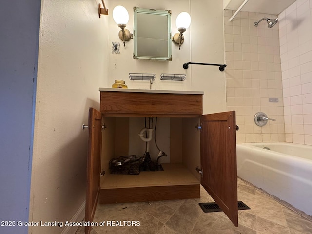 full bathroom with tub / shower combination and vanity