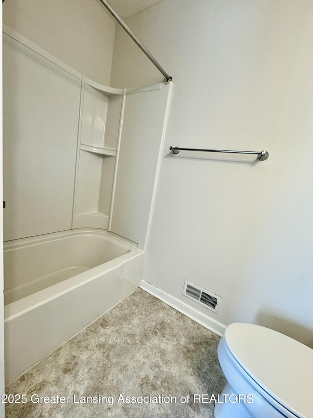 2632 Carnoustie Dr, Okemos, MI 48864 - full bathroom with visible vents, baseboards, shower / bathing tub combination, and toilet