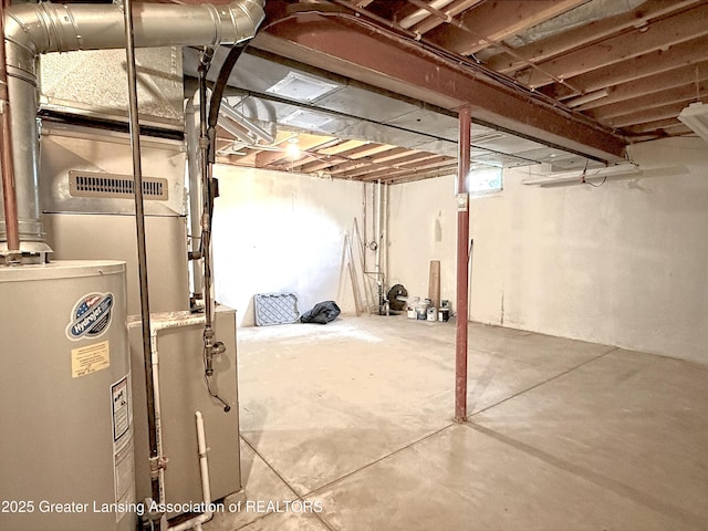 1970 Hollowbrook Dr, Holt, MI 48842 - unfinished basement with water heater