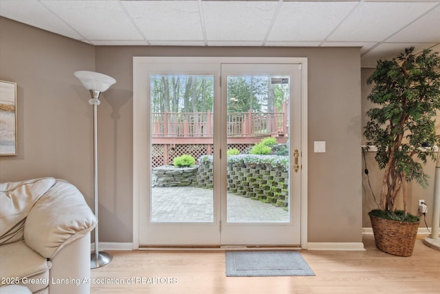 5810 Caleta Dr, Lansing, MI 48911 - entryway with a drop ceiling, light wood-style flooring, and baseboards
