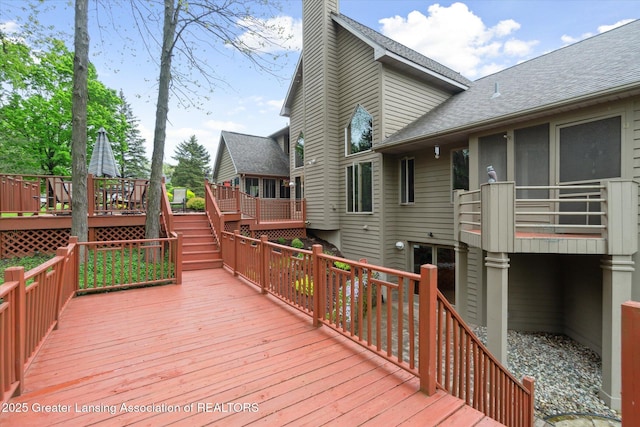 5810 Caleta Dr, Lansing, MI 48911 - wooden deck with stairway