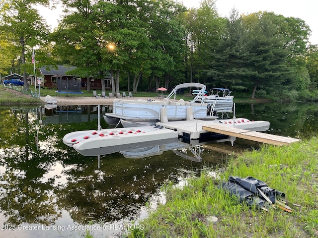 dock area featuring a water view