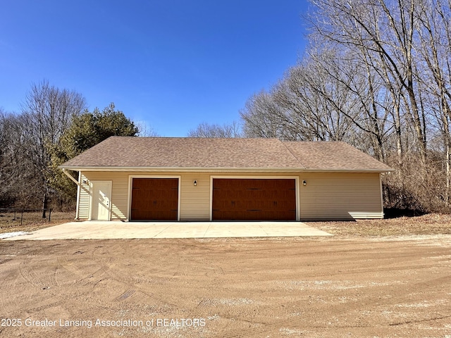 view of detached garage