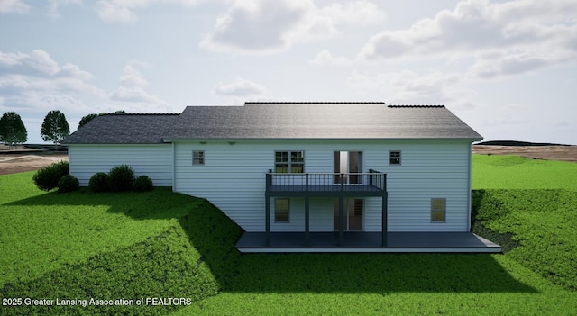 2188 Selah Way, Fennville, MI 49408 - back of property featuring a wooden deck and a lawn