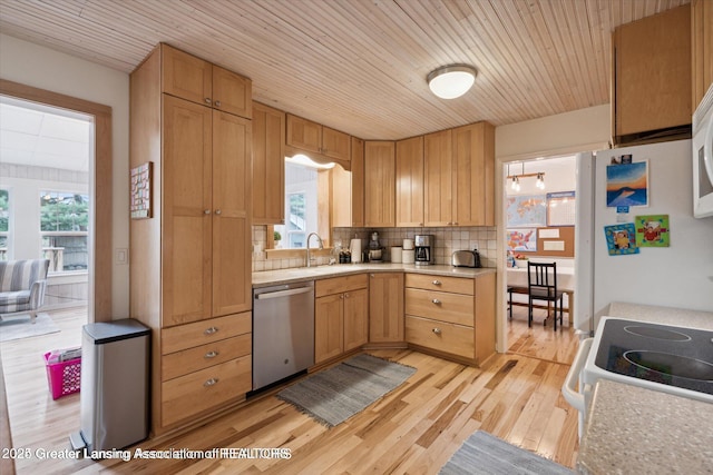 kitchen with tasteful backsplash, a healthy amount of sunlight, dishwasher, and a sink