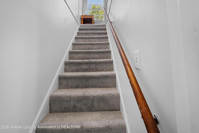 610 Spokane Ave, Lansing, MI 48910 - stairs featuring carpet and baseboards