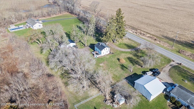 drone / aerial view with a rural view