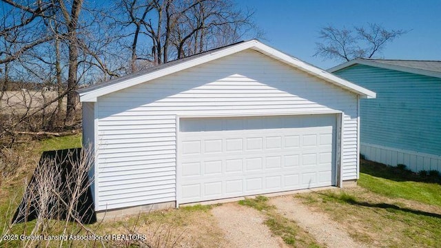 view of detached garage