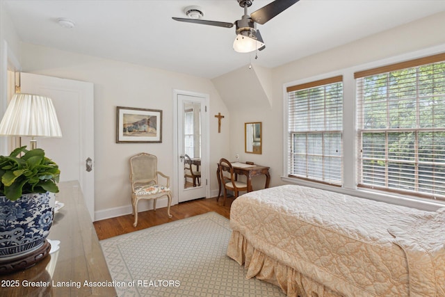 728 Audubon Rd, East Lansing, MI 48823 - bedroom featuring multiple windows, wood finished floors, and a ceiling fan