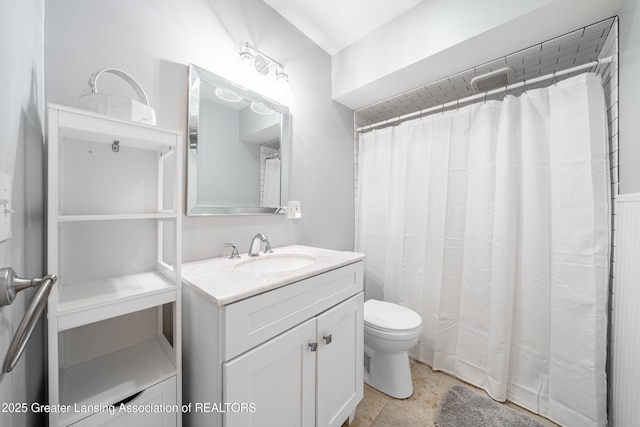 13577 Upton Rd, Bath, MI 48808 - full bathroom featuring toilet, vanity, and a shower with curtain