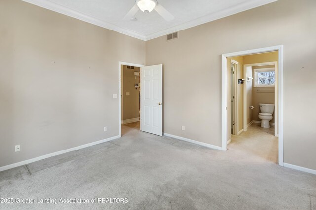 4163 Hamlet Cv, Bath, MI 48808 - unfurnished bedroom with carpet flooring, crown molding, visible vents, and baseboards