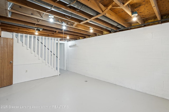 3427 W Jolly Rd, Lansing, MI 48911 - below grade area with stairway and concrete block wall