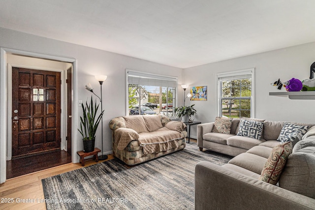 living area featuring light wood-type flooring