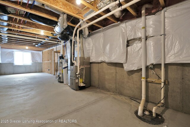 12001 Bryde Dr, Rives Junction, MI 49277 - below grade area with heating unit and gas water heater
