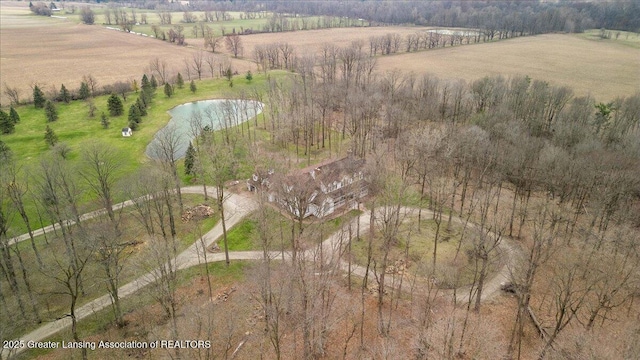1785 N Williamston Rd, Williamston, MI 48895 - drone / aerial view featuring a rural view and a water view