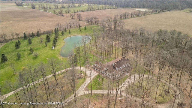 1785 N Williamston Rd, Williamston, MI 48895 - bird's eye view featuring a rural view and a water view