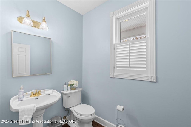 1785 N Williamston Rd, Williamston, MI 48895 - bathroom with toilet, a sink, and baseboards