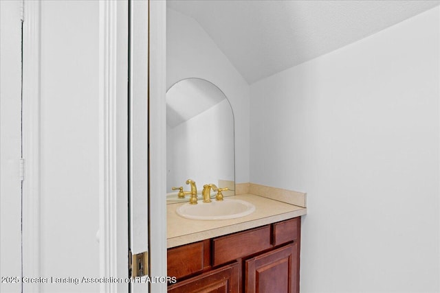 1785 N Williamston Rd, Williamston, MI 48895 - bathroom with lofted ceiling and vanity