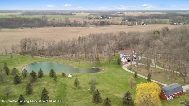 1785 N Williamston Rd, Williamston, MI 48895 - birds eye view of property with a rural view and a water view