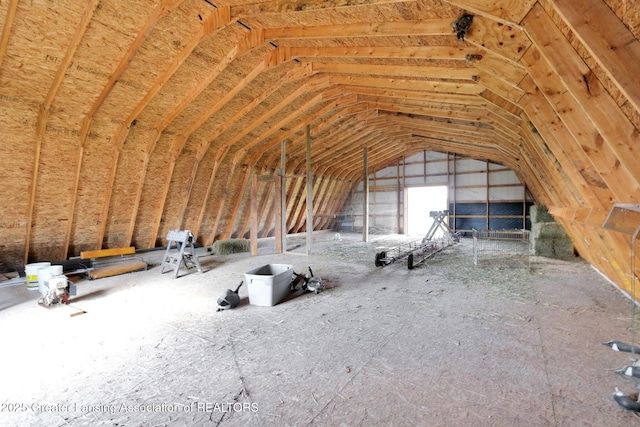 view of unfinished attic