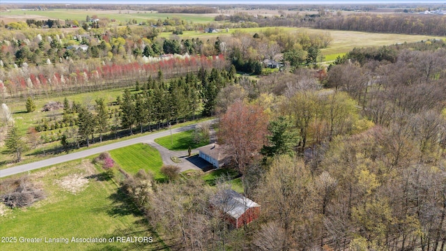 aerial view featuring a rural view