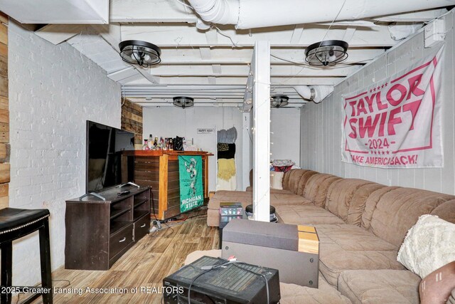 living area featuring wood finished floors