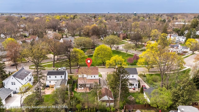 aerial view with a residential view