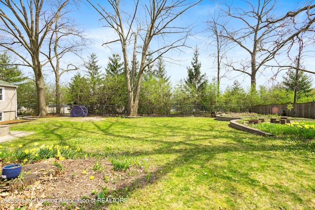 view of yard featuring a fenced backyard