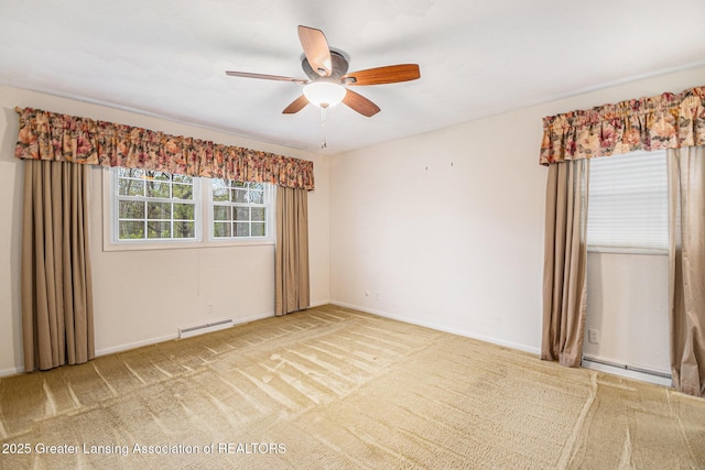 6528 Old River Trl, Lansing, MI 48917 - spare room with light colored carpet, a ceiling fan, baseboards, and baseboard heating