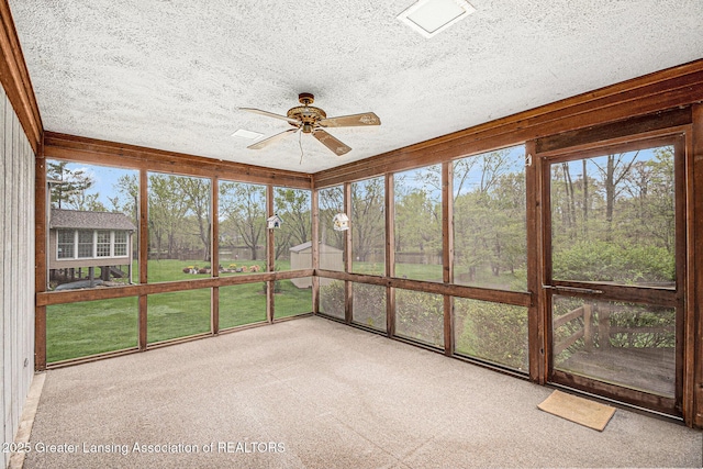 6528 Old River Trl, Lansing, MI 48917 - unfurnished sunroom featuring ceiling fan