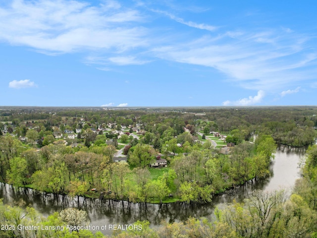 6528 Old River Trl, Lansing, MI 48917 - bird's eye view featuring a water view and a wooded view