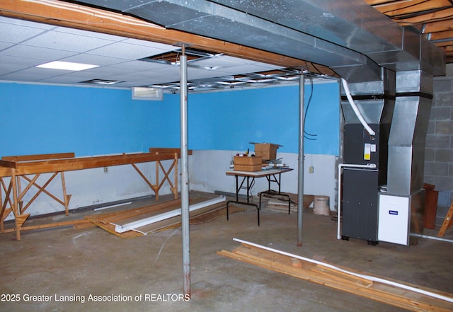 unfinished below grade area with heating unit