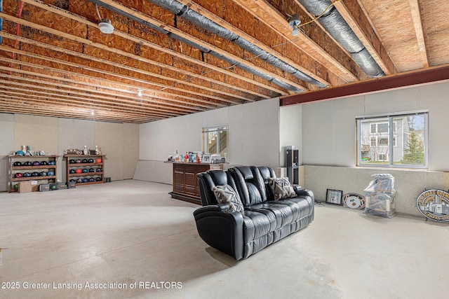 basement with a wealth of natural light