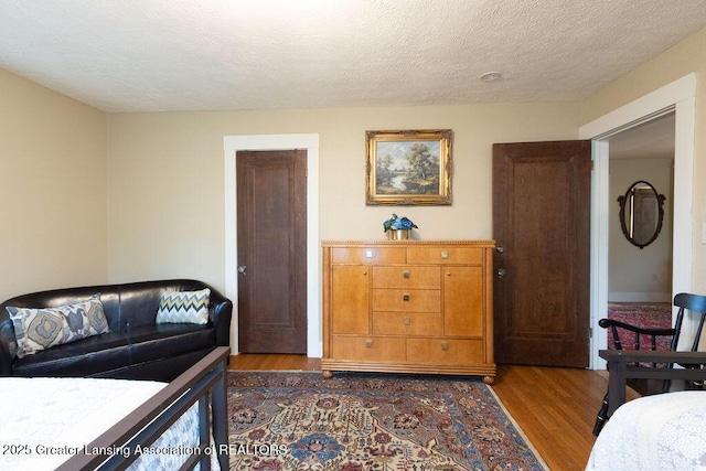 620 Ardson Rd, East Lansing, MI 48823 - living area featuring dark wood-type flooring and a textured ceiling