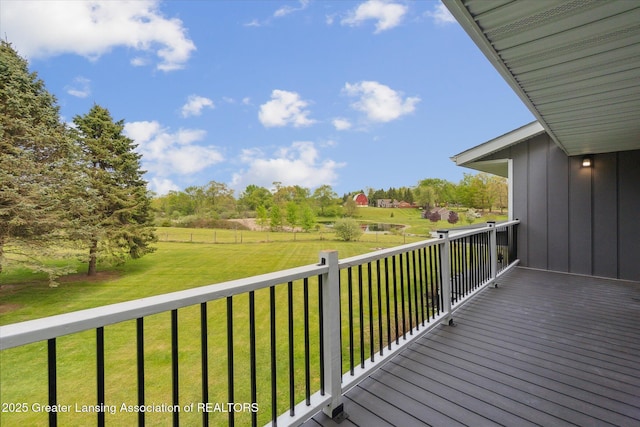 1551 E Lovejoy Rd, Perry, MI 48872 - wooden terrace with a lawn and a rural view